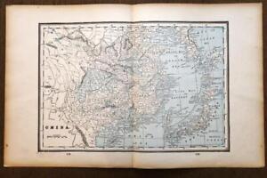 1893 Antique Columbian World S Fair Atlas Map China Excellent Detail