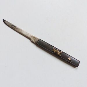 Antique Japanese Kozuka Knife With Sterling Silver Blade Marked 8 