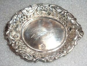 Fine Antique Persian Sterling Silver Dish With Etched Bird