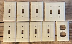 9 Vtg Eagle Deco Bakelite Outlet Wall Plate Covers Socket Switch Double Single