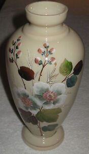 Antique Vintage 19th Century Glass Vase Hand Painted Flowers 10 Height 2