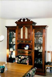 English Walnut China Hutch Converted From Armoire Very Unique