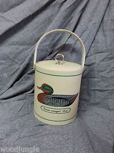 Vintage Georges Briard Green Winged Teak Duck Ice Bucket Retro Bar Hunting