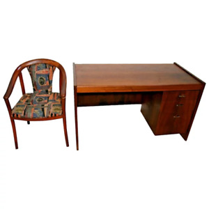 Mid Century Modern Desk Danish Style Three Drawers Vintage Matching Mcm Chair