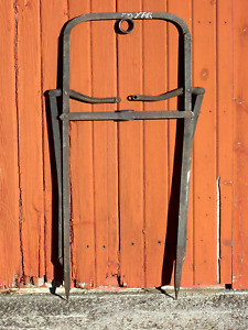 Antique Vintage Primitive Barn Trolley Hay Fork Spear Farm Tool Rustic Old Decor