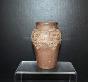 Pre Columbian Larger Mouth Vessel Inca Culture Clay Vessel