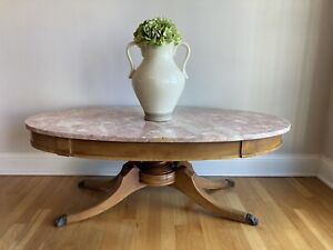 Mid Century Modern Belgium Marble Surfboard Cocktail Table With Claw Feet