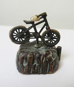 Antique Tape Measure Rare Metal Bicycle Rotating Wheels