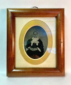 Antique 1 2 Plate Ambrotype In Solid Mahogany Picture Frame Civil War Era