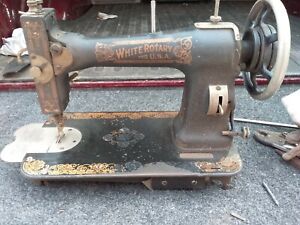 Antique White Treadle Sewing Machine Head Super Graphics Works Nice And Quiet