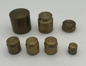 Vintage Brass Balance Scale Weights Antique 100 Grams To 5 Grams Lot Of 7