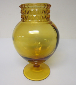 Tiffin Dakota Apothecary Jar Amber Yellow Glass Globe Drug Candy Store Display