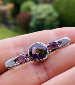 Antique Charles Horner Sterling Silver Amethyst Thistle Brooch Chester 1905 