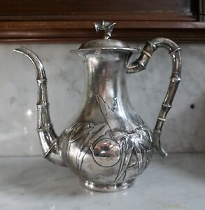 Antique Chinese Export Silver Coffee Pot Signed Zeewo Zee Wo 1890