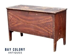 Early American Hepplewhite Faux Mahogany Rosewood Grain Painted Blanket Chest