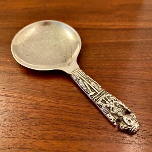 Large Clement Danish Sterling Silver Figural Spoon Ecclesiastical Groth 1877