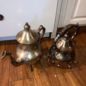 Vintage Birmingham Silver Co Silver On Copper Teapot Coffee Pot Bsc
