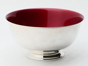Reed And Barton 6 1 2 Red Enamel Silverplated Silver Plate Bowl 1120 Sticker