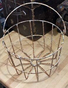 Antique Shabby Chic Wire Gathering Farmhouse Basket