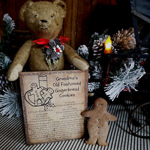 Primitive Victorian Vintage Christmas Kitchen Grandma Gingerbread Cookies Sign