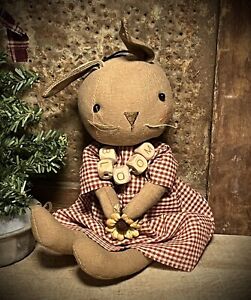 Bloom Sweet Grubby Primitive Country Easter Bunny Doll Christmas Plaid 10 