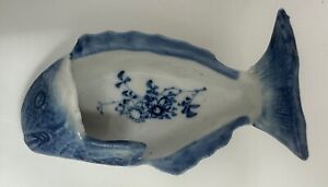 Antique Vintage Chinese Porcelain Fish Shape Blue White Dish Bowl Soy Dish 5 