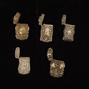 Set Of 5 Vintage Sterling Silver Plated Baroque Match Safes Or Lighter Holders