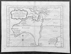 1753 Bellin Antique Map Of Australia New Zealand Carte Reduite Australes