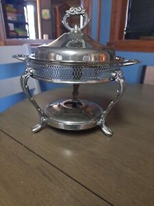 Vintage Wm Rogers 9 Silver Plated Chafin Warming Dish With Cover