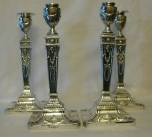 Set Of 4 English Sterling Silver Candlesticks By Ej A Birmingham 1920