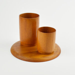 Mug Coasters Teak Wood Plate Mug Vintage Midcentury Modern