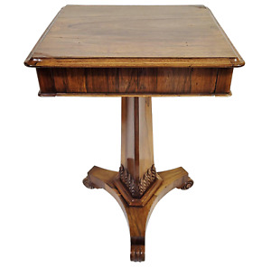Antique English 19th C Regency Carved Rosewood Nigtstand Side Table Work Desk