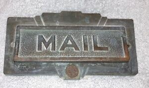 Vintage Antique Copper Letter Mail Box Postal Slot Plate Door Hardware Art Deco