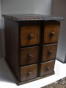 Primitive Shaker Wooden Chest Spice Cabinet 6 Drawer Box Wood Antique Apothecary