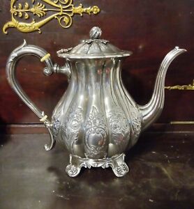Antique Silverplated Teapot Hand Chased Fancy