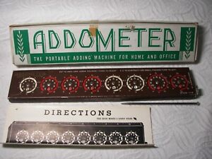 Vintage Addometer Portable Calculator Adding Machine W Original Box Directions