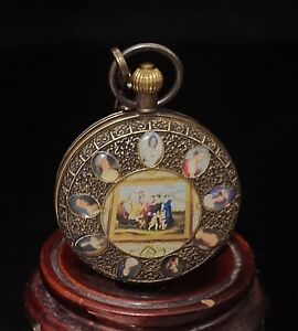 Mechanical Clock Horologe Bronze Figure Mechanical Pocket Watch 25