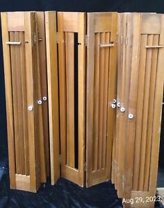 Folding Interior Window Shutters Louvered 8 4 Pair Natural Pine Wood 36 X 15 