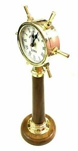 Nautical Brass Ship Wheel Clock Maritime Home D Cor Vintage Desk Clock Dck3