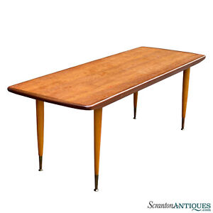 Mid Century Modern Walnut Surfboard Rectangular Coffee Table