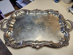 Big Victorian Bsc Birmingham Silver Company Plate Serving Tray W Handles Feet