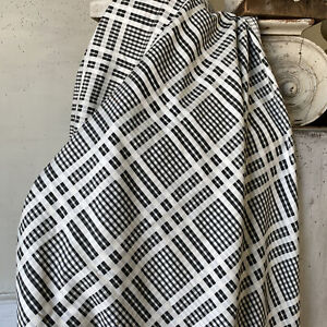 3 3 Yards 1930 S French Unused Workwear Fabric Black Plaid Silk Cotton Blend 