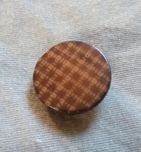 Rare Antique Vegetable Ivory Checkerboard Pattern Fabric Back Button 