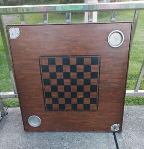 Antique Certified Products Milwaukee Chess Checkers Wood Card Game Folding Table