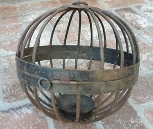 Rustic Vintage Hand Forged Wrought Iron Outdoor Candle Lantern Steel Sphere Ball