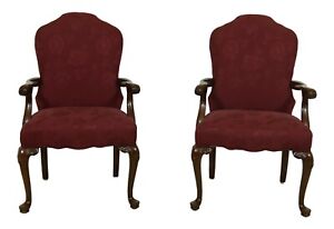52220ec Pair Southwood Queen Anne Mahogany Armchairs