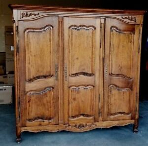 Antique Large Country French Louis Xv Oak Armoire Wardrobe