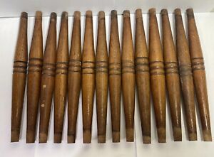 Antique Turned Solid Wood Tapered Spindle Lot 9 3 4 Repurpose Repair Craft
