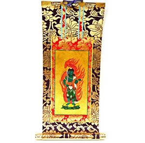 Japanese Fudo Myo Buddhist Altar Fitting Mini Wall Hanging Scroll Art Kakejiku
