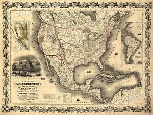1849 United States California Gold Region Vintage Map 24x32